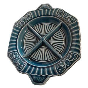 California Pottery 4 Compartment Dish #3700 - USA - Indigo Blue - 1970's Vintage